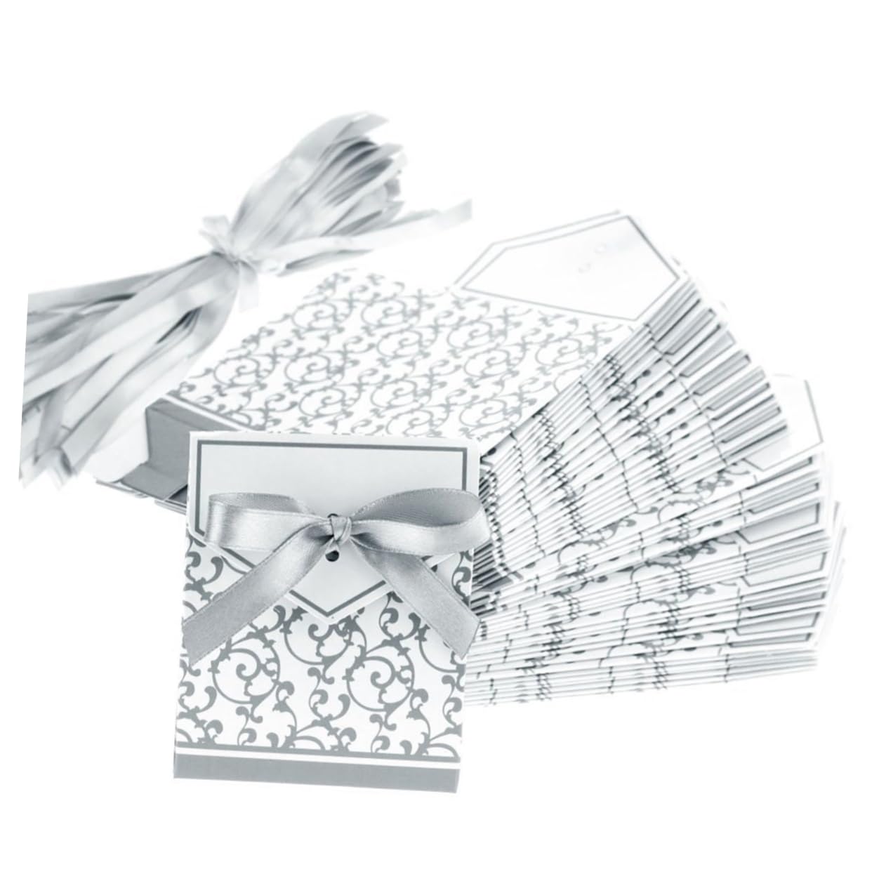 FRCOLOR 250 Stk Geschenkboxen für Hochzeiten mit Schleife Geschenkboxen für Hochzeitsbevorzugungen Geschenkboxen für die Hochzeit Papierschachteln geschenkschachtel hochzeitsdeko Silver