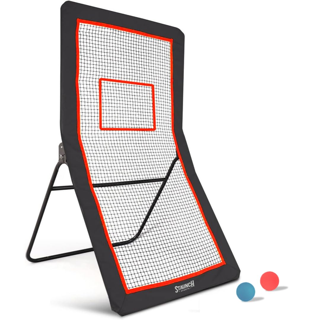 Lacrosse Rebounder | Volleyball Rebounder Net Bounce Back | 4x7ft Lacrosse Net, Neon Target and 2X Lacrosse Ball | Lacrosse, Volleyball, Baseball and Soccer Backyard Practice