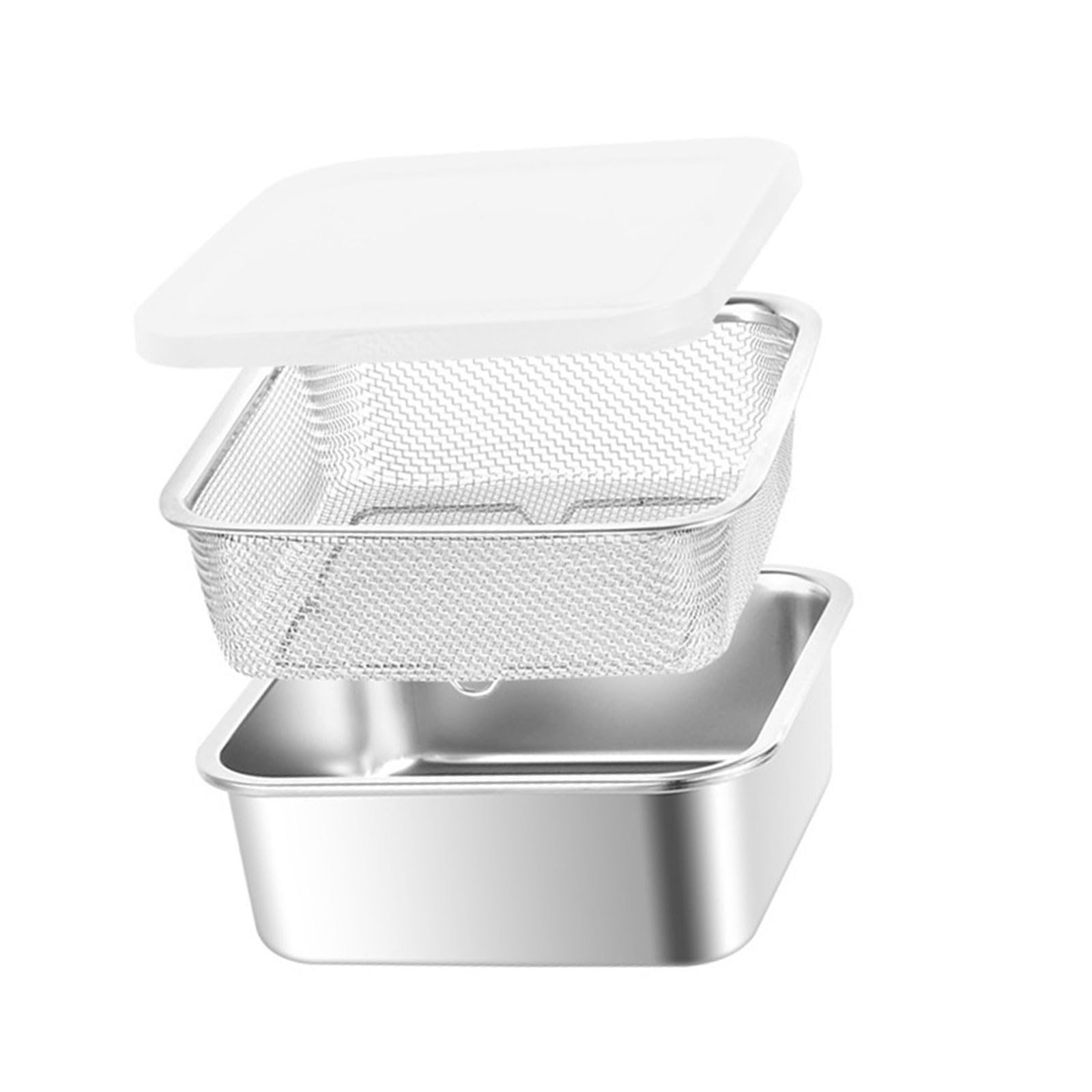 Qusinfc Sturdy Stainless Steel Meal Preps Container with Drainage Function for Efficient Kitchen Food Storage Solution Fruit Organizers with Cover