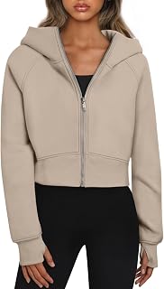 Trendy Queen Womens Zip Up Hoodies Cropped Sweatshirts Fall Outfits Casual Hooded Pullover Sweaters Tops Winter Clothes 2023