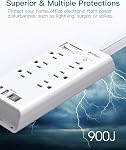 Power Strip Surge Protector - Addtam 10Ft Long Extension Cord with 6 Outlets and 4 USB Ports(2USB C), Flat Plug Overload Surge Protection Outlet Strip, Wall Mount for Home, Office and More