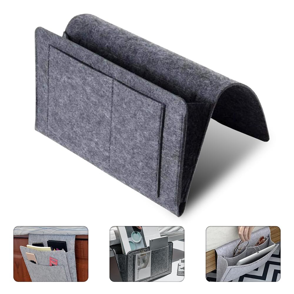 ADAKASI Bedside Caddy Pockets Bed Hospital Bed Kids Baby Bed Holder Dorm College Room Bunk bed Hanging Storage felt Organizer Remote Holder Hanging Organizer 1
