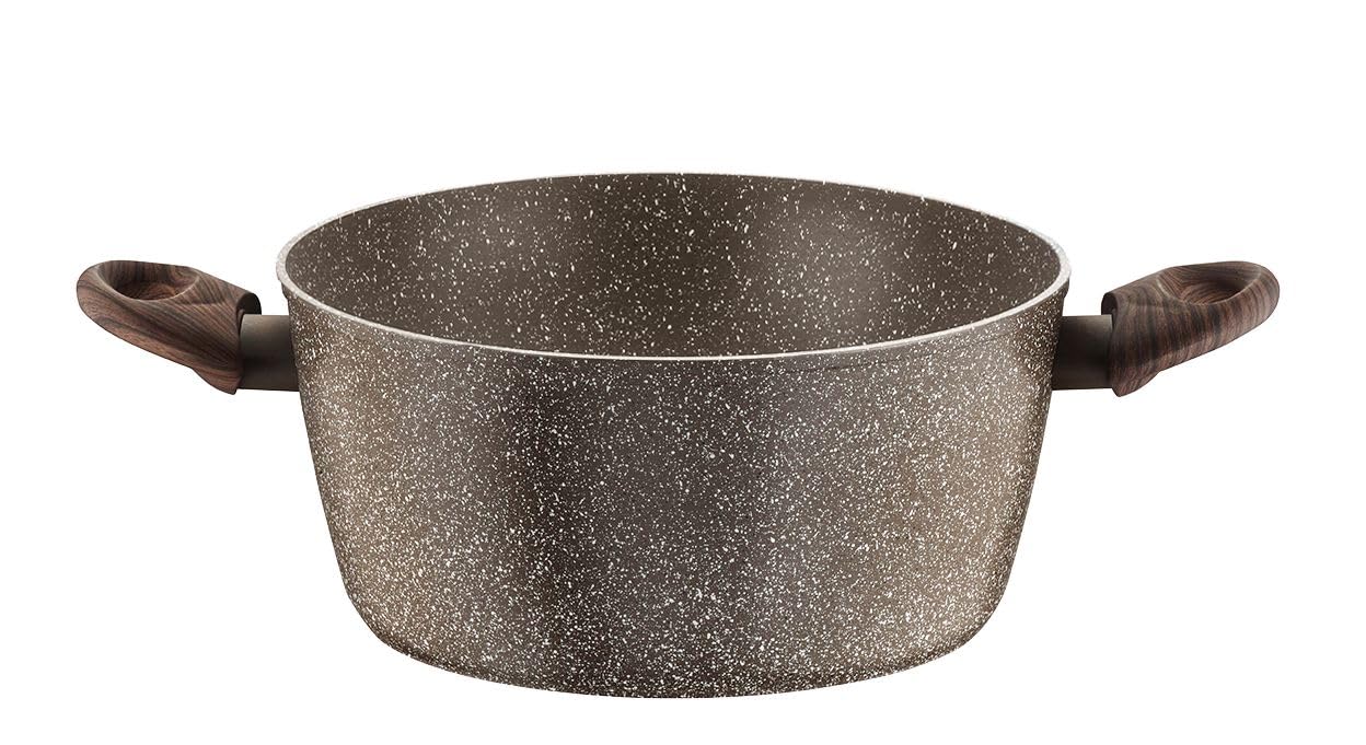 Casserole en aluminium Pintinox Natura haute de 26 cm avec un manche imitation bois chaleureux