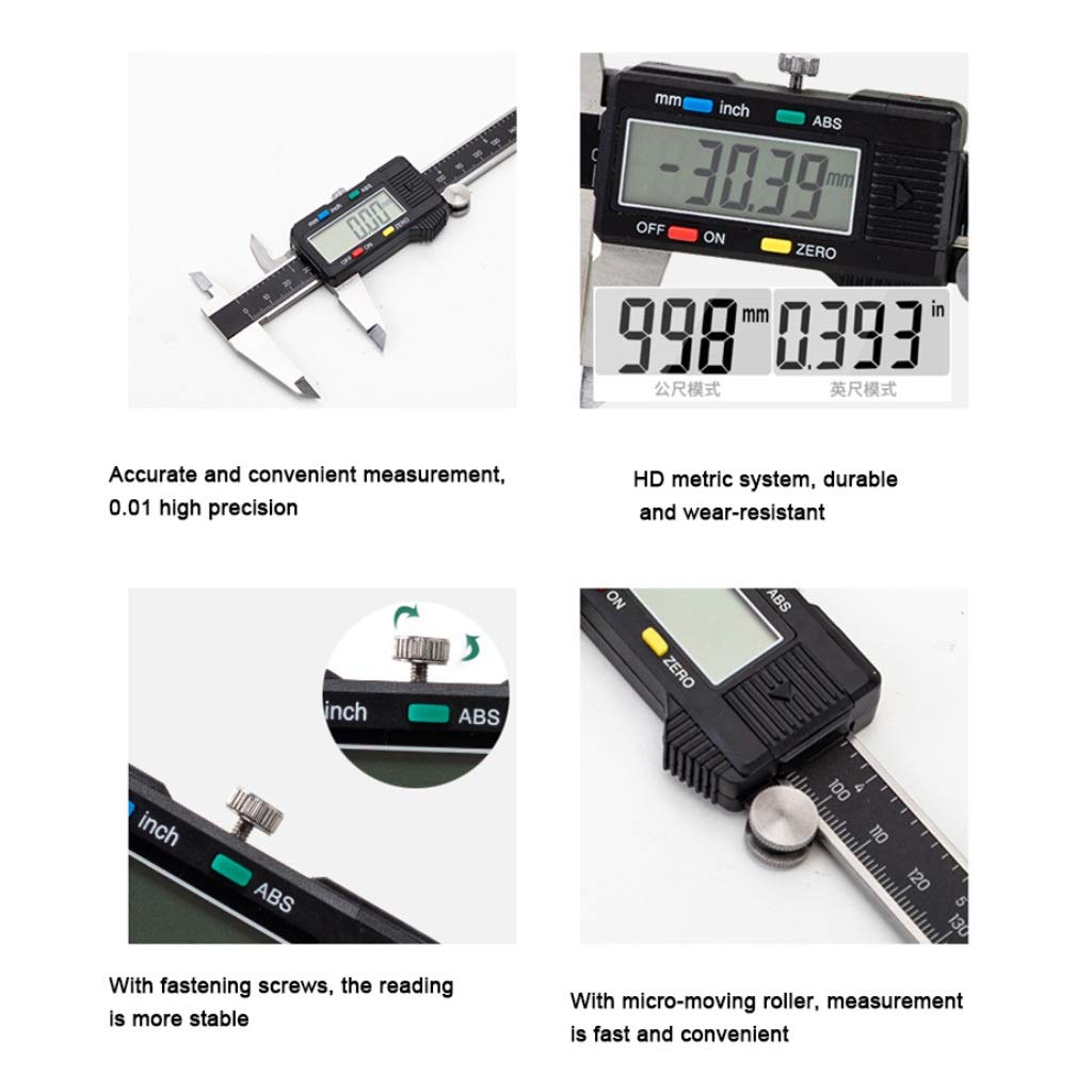 Suwalizki Elektroniczny Cyfrowy Cyfrowy Zacisk Ze Stali Nierdzewnej Vernier Caliper High Precision Industrial Pomiar Narzędzia Zakres: 0-150mm