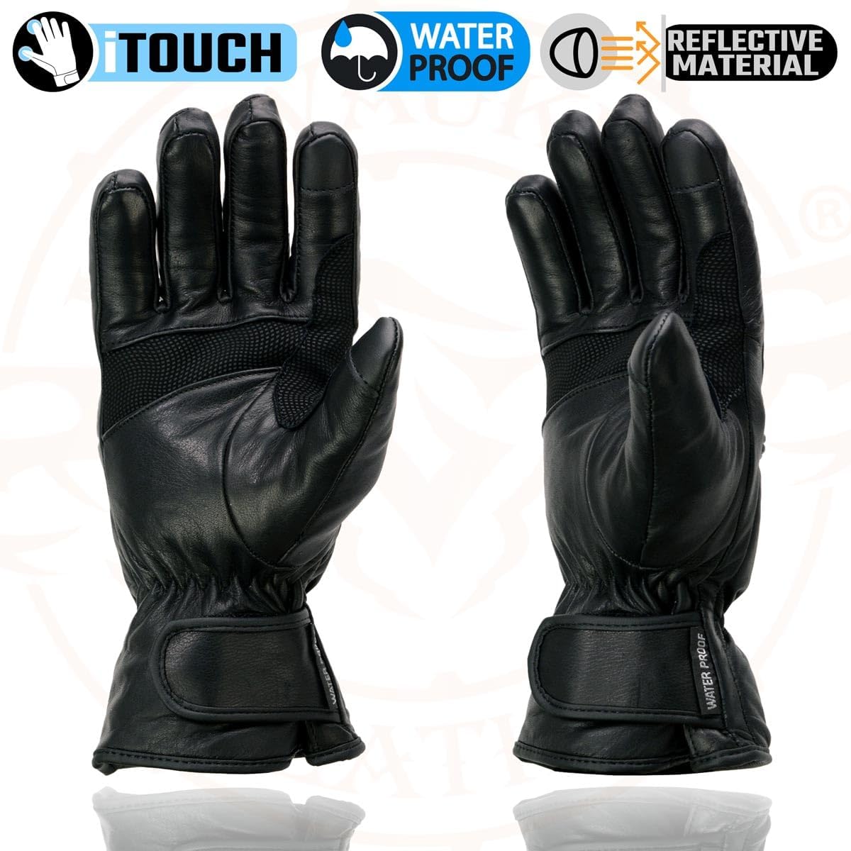 Milwaukee Leather MG7551 Men's Black Cowhide Leather Gauntlet Motorcycle Hand Gloves W/i-Touch Screen and Waterproof - Image 7