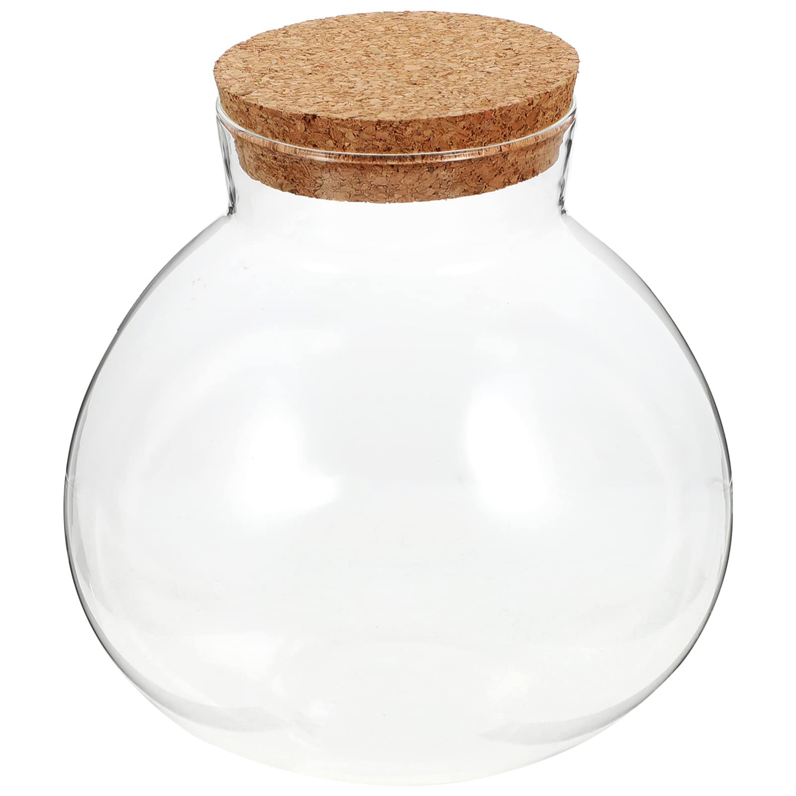 Happyyami Clear Round Glass Jar with Cork DIY Terrarium Kit for Fern and Fittonia Create Your Indoor Garden Centerpiece 15cm