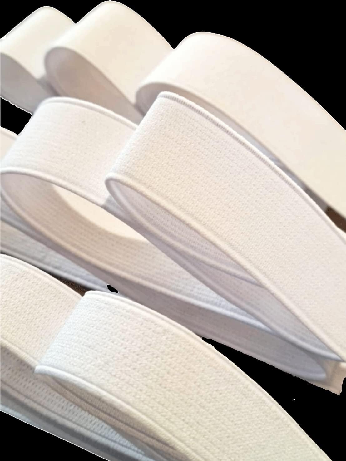 Losita 1 Yard x 3 Sizes (3/4, 1 and 1 1/4 inch) Black or White High Elasticity Comfortable Stretch Elastic Band for Sewing Clothes Pants Skirts Short Headbands for Craft Projects (White)