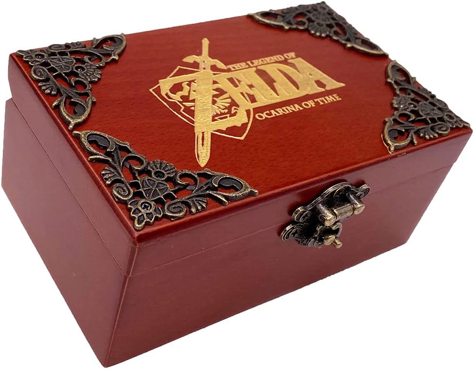 Youtang Jewelry Music Box with Mirror Laser Engraved Wood Musical Box Wind up Musical Gift for Her Him Mother Father (Gold movement, Melody:Song of Storms from Ocarina of Time)