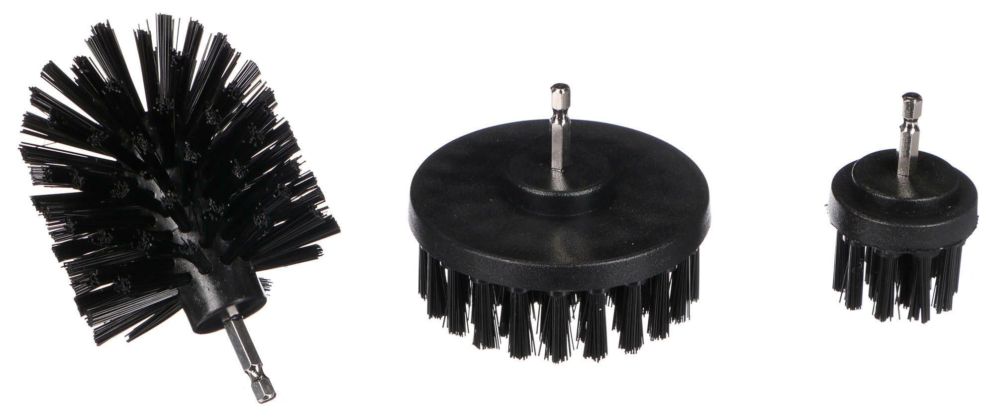 SIXTOL CAR DETAILING DRILL BRUSH 3 HARD | 3-Piece Drill Brush Set | Hard Bristles | Wheel, Undercarriage, Engine Cleaning | Versatile Use