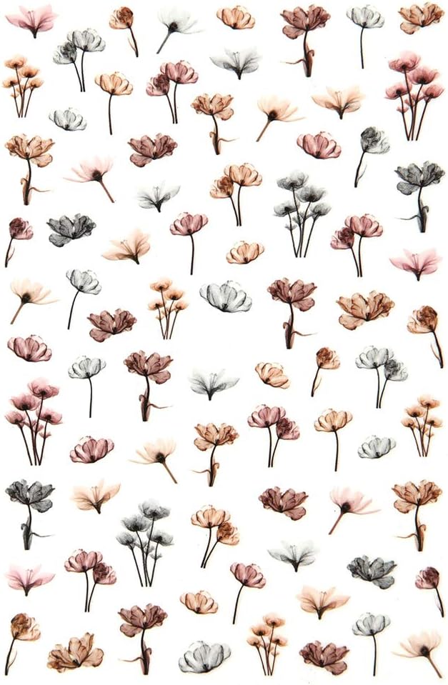 5 Sheets /350Pcs 3D Nail Art Dried Flowers Sticker Natural