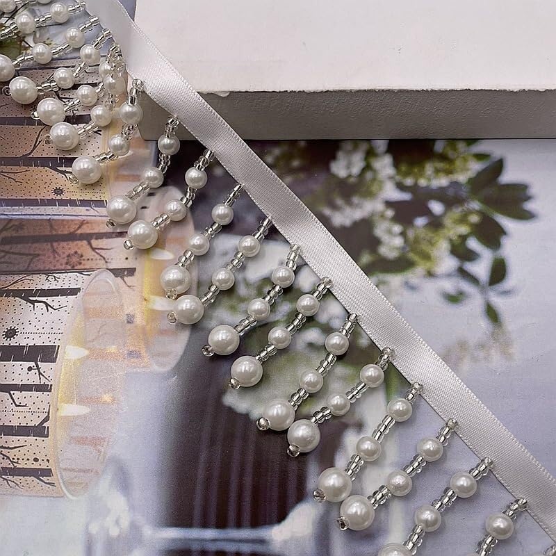 Ruban de garniture à franges perlées de 10 mètres