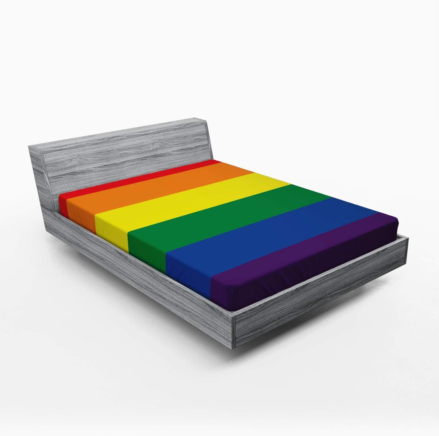 Ambesonne Pride Fitted Sheet, Simplistic Design of LGBT Flag Rainbow Colors Gender Freedom Gay Community Love Wins, Bed Cover with All-Round Elastic Deep Pocket for Comfort, Queen Size, Orange Blue