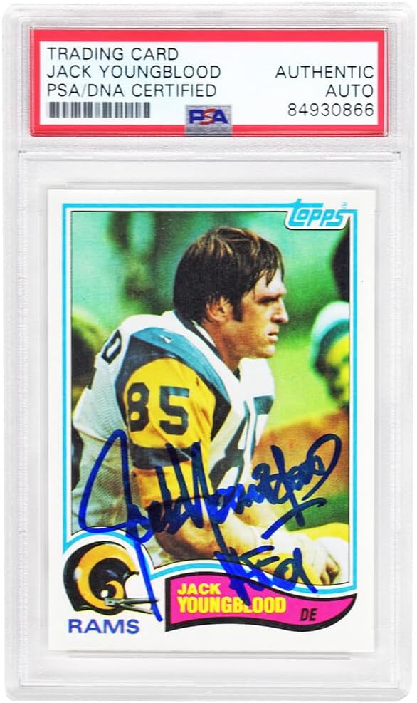 Jack Youngblood Signed Rams 1982 Topps Football Card #388 w/HF'01 (PSA Encapsulated)