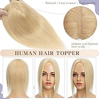 Vista 4 de S-noilite Topper Hiar - Parte superior de seda de cabello humano para mujer, 130% de densidad, hecho a mano, clip en la parte superior, parte media