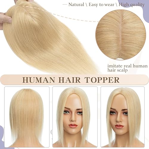 Miniatura 4 de S-noilite Topper Hiar - Parte superior de seda de cabello humano para mujer, 130% de densidad, hecho a mano, clip en la parte superior, parte media,