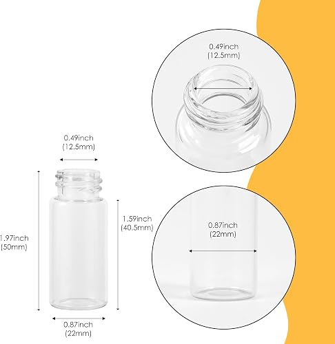 Cadbibe Lot de 12 flacons en verre transparent de 10 ml avec bouchon à vis et bouchons en plastique, petites bouteilles en verre anti-fuite pour liquide, poudre, échantillons et petits objets - 3