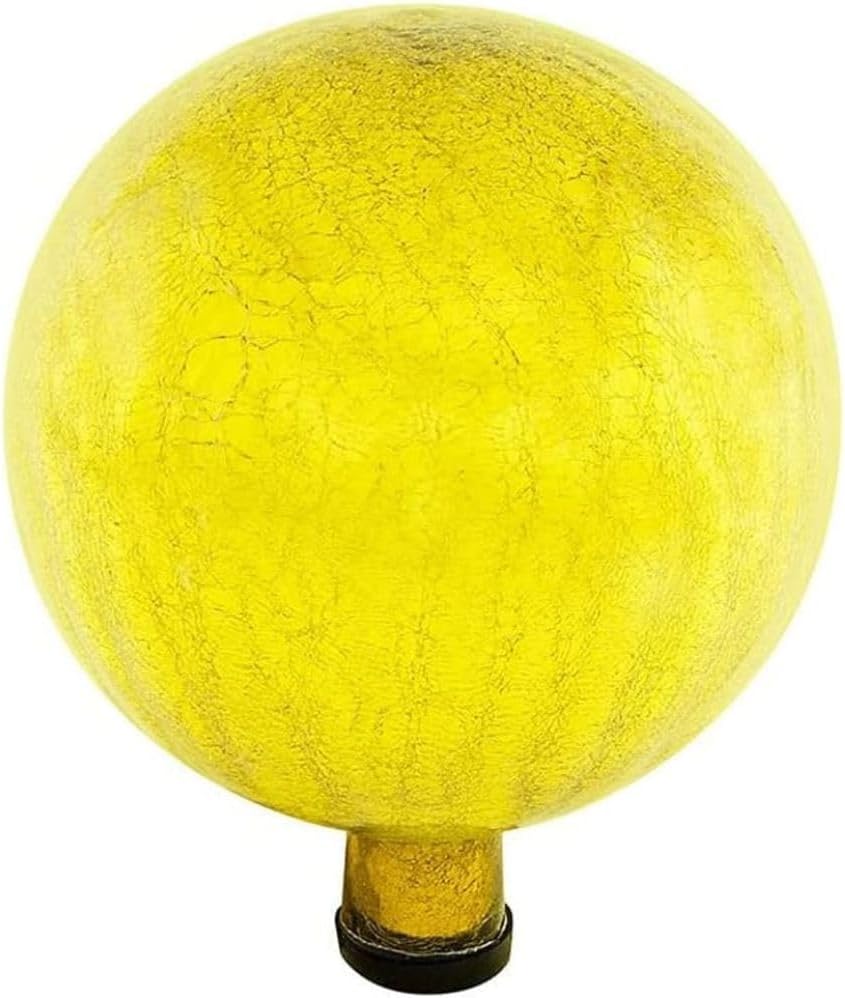 10 Inch Gazing Globe Decorative Gazing Ball Glass Mirror Polished Hollow Reflective Garden Sphere for Home Garden Lawn Outdoor and Yard Lemon Drop