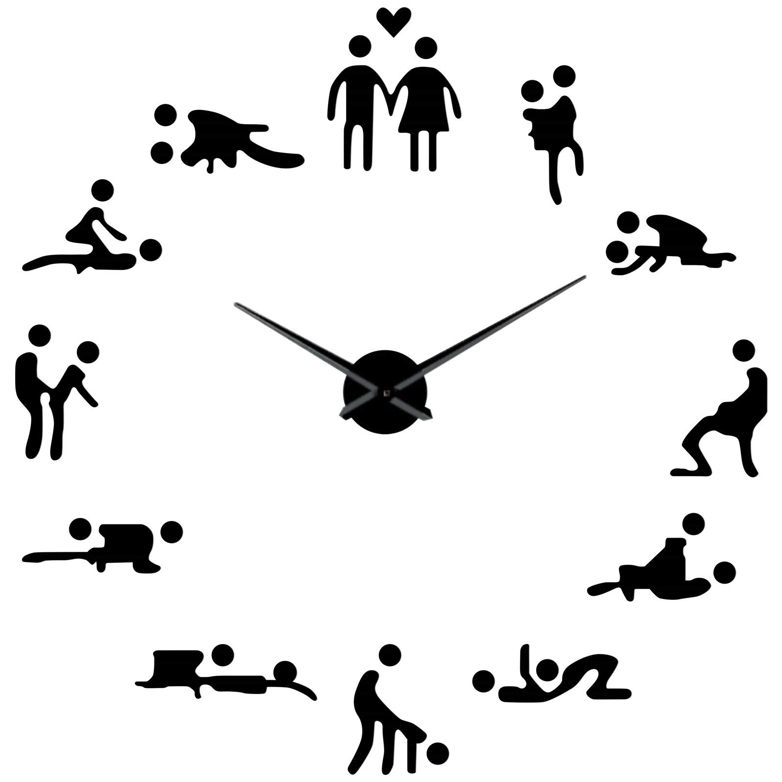 Grande horloge murale silencieuse avec stickers miroir design noir