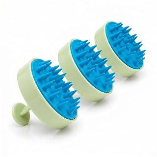 Kyro Scalp Massager for Hair Growth | Silicone Head Massager, Hair Scalp Massager Shampoo Brush | Dandruff Removal, Deep Scalp Massage | Head Massager for Men & Women (SC-GR_BL_3PK_2)