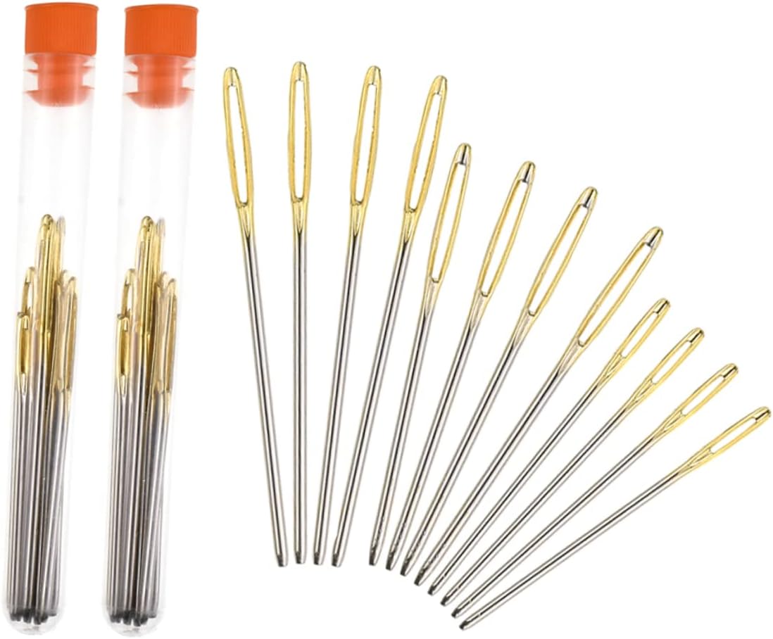 STOBOK 4sets Large Eye Blunt Needles for Sewing Knitting Weaving Stainless Steel Smooth Surface Includes Needles Storage Bottle for Crafting Embroidery