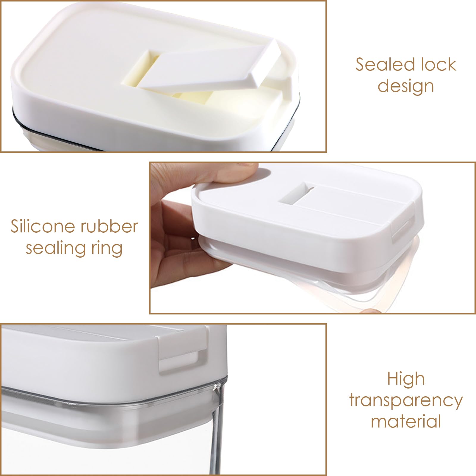 4 Contenitori Ermetici per Alimenti, Barattoli Cucina in Plastica Trasparente Senza BPA, Scatola Porta Alimenti Secchi per Pasta, Riso, Cereali, Farina, Legumi