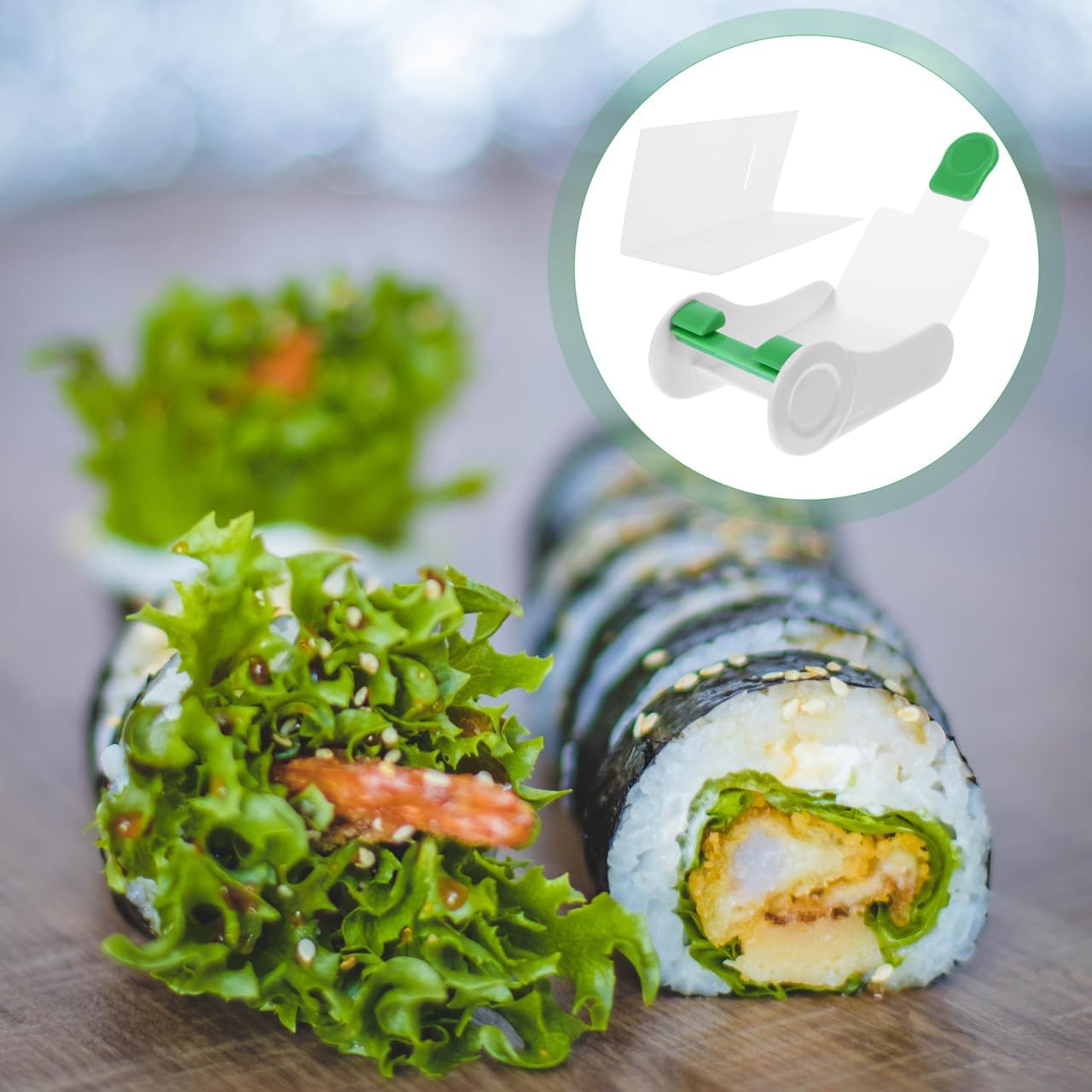 SHERCHPRY Multipurpose Sushi Roller Food Rolling Tool for Meat Vegetables Egg Rolls and Grape Leaves Easy to Use Kitchen Gadget