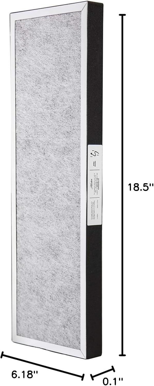 A Hunter H-PF600 pre-filter with dimensions labeled: 18.5 inches length, 6.18 inches width, and 0.1 inches thickness.