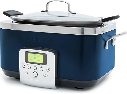 GreenPan Elite 8-in-1 Programmable 6QT Electric Slow Cooker,Dishwasher Safe Lid & Removable Crock, PFAS-Free Healthy Ceramic