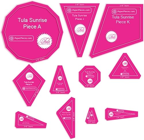 Paper Pieces Tula Sunrise - Juego de plantillas acrílicas (11 piezas), diseño en inglés