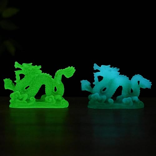 Miniatura 7 de Estatua de dragón chino de Feng Shui atrae dinero, buena suerte, fortuna, verde, luminoso, 4.4 pulgadas de largo, estantería de oficina en casa,