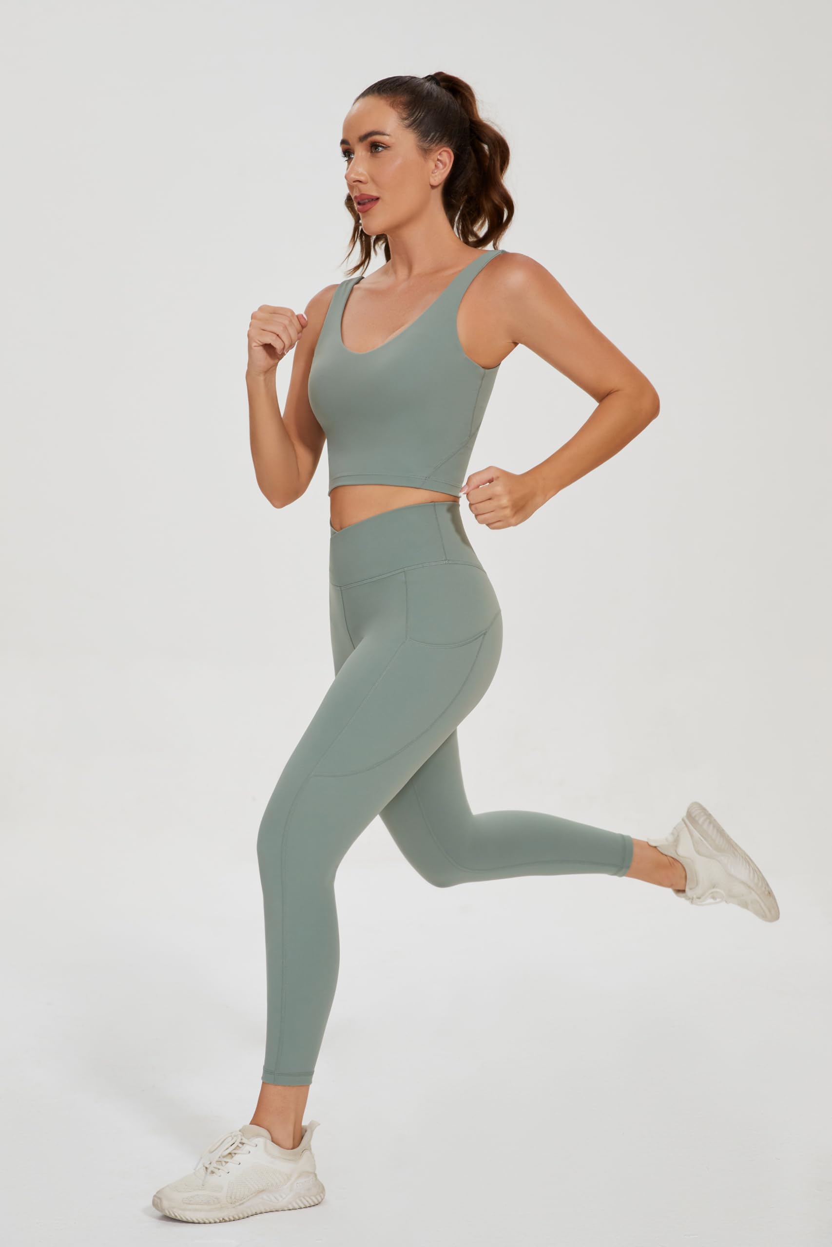 High Waisted Workout Leggings for Women Active Tights Yoga Pants with Inner Pocket - 25"