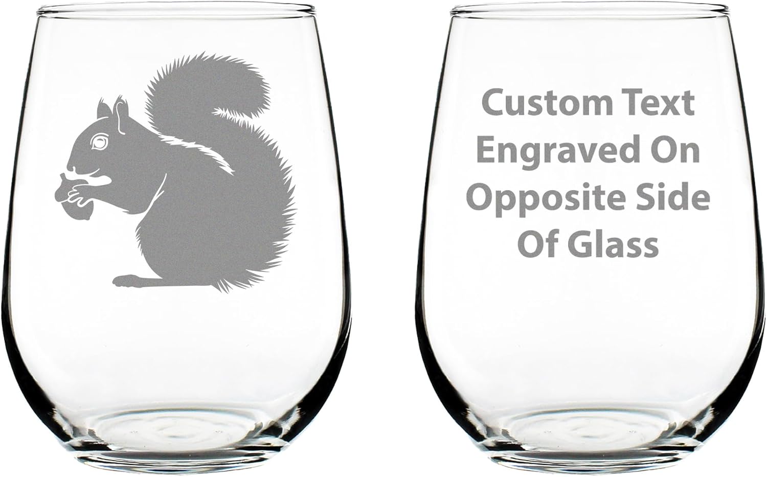 Bevvee Squirrel Stemless Wine Glass - Squirrel Gifts and Decor with Squirrels - Set of 2 - Large 17 Oz Glasses