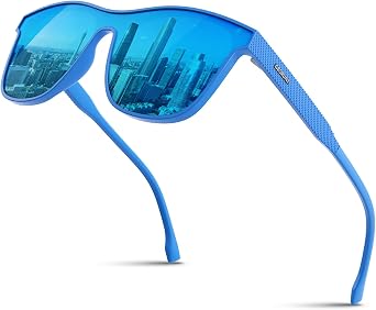 Mens Modern TR90 Sunglasses Lightweight Rounded-Rectangle Frame with Textured Temples & UV400 Protection