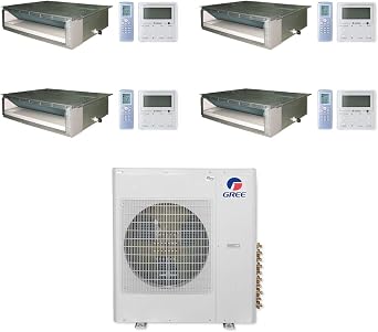 Gree 36,000 BTU Multi21+ Quad-Zone Concealed Duct Mini Split Air Conditioner Heat Pump 208/230V SEER 21 9-12-12-12