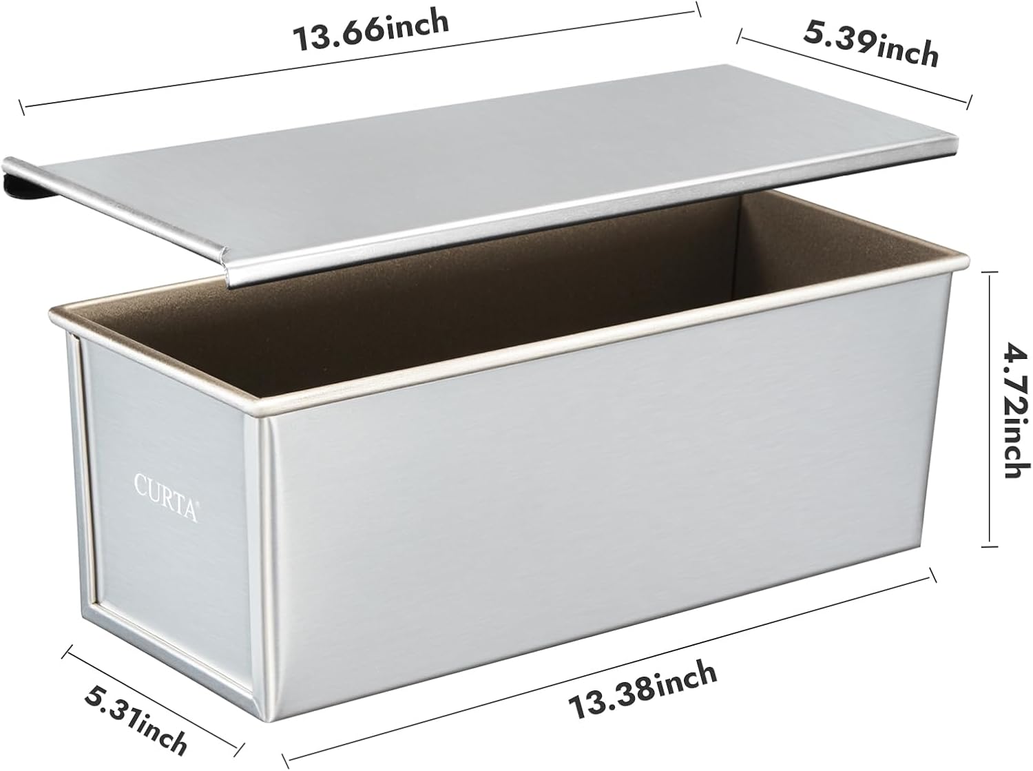 CURTA 1 Pack Pullman Loaf Pan with Lid, 2.2 lb 13x5 Inch Nonstick Aluminum Alloy Pullman Loaf pan, Bread Loaf pan with Lid for Homemade Sandwich Bread - Image 5