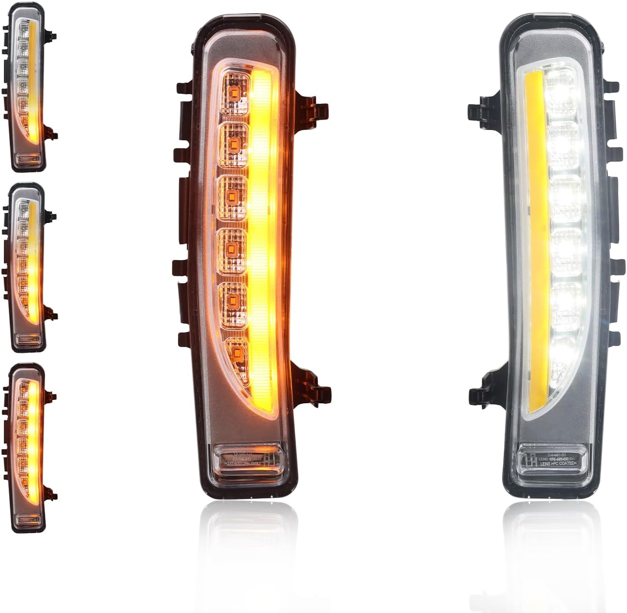 Front Sequential LED Fog Lights for 2011-2014 Edge, Clear Lens Switchback Amber Turn Signal Lights & White Daytime Running Lights, [Ultra-Bright] Amber Front Bumper Fog Lamps, 1 Pair