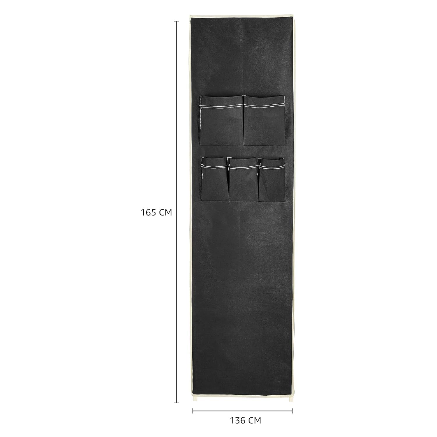 OBBO 3-Door Wardrobe Foldable Collapsible Portable Closet for Clothes Almira, 1 Hanging Space, 10 Shelves Non-Woven Fabric-162 Cm, 44 Cm, 138 Cm-Black - Image 8 thumbnail