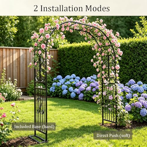 Arco de jardín de metal robusto con base estable para exteriores 5