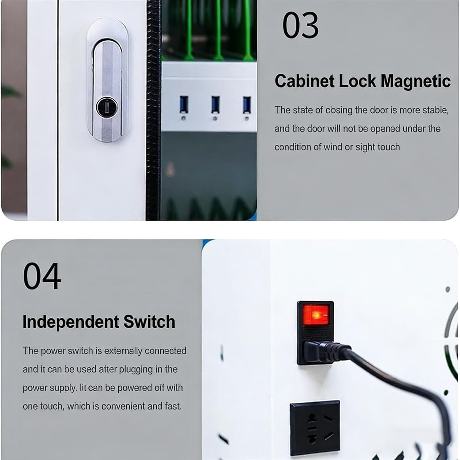 Carrello di ricarica per dispositivi mobili, armadietto per stazione di ricarica per tablet con serratura sicura, organizer di ricarica USB per scuola, ufficio e hotel, opzioni da 20 a 60 porte