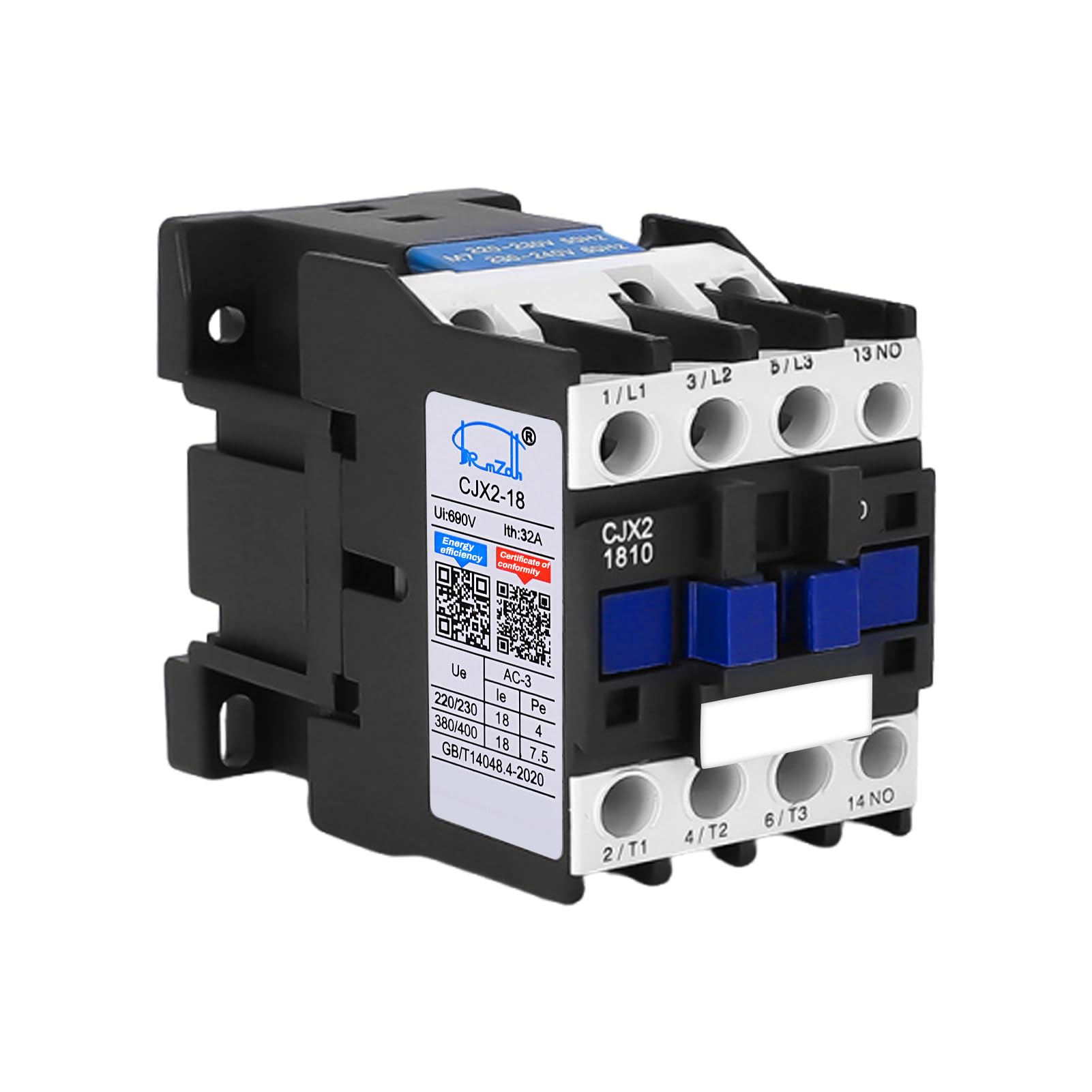 Contacteur AC Buyweek 3 pôles Contact normalement Ouvert 220V AC 50/60Hz contacteur AC à Pointe argentée épaissie CJX2-1810