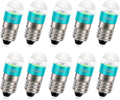 Ruiandsion E10 LED Fridge Bulbs AC 110-120V Green for Candles Home Instrument Ho