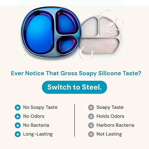 Miniatura 7 de Ahimsa Juego de vajilla de acero inoxidable  Juego de 9 piezas para cenar y desarrollar  Juego de vajilla para niños pequeños diseñado por pediatras