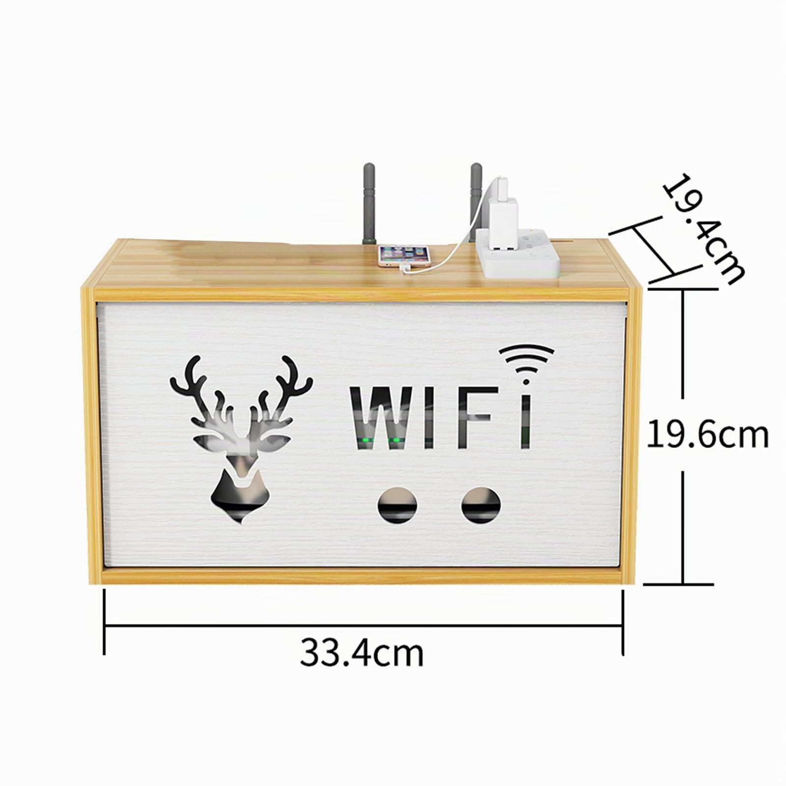 Catekro Routeur WiFi Boîte de Rangement, Étagères Flottantes, TV Rack Top Rack Mural Multicouche Rangement Rangement Étagère, Meuble TV Étagères Murales (Marron-bois-OA271)