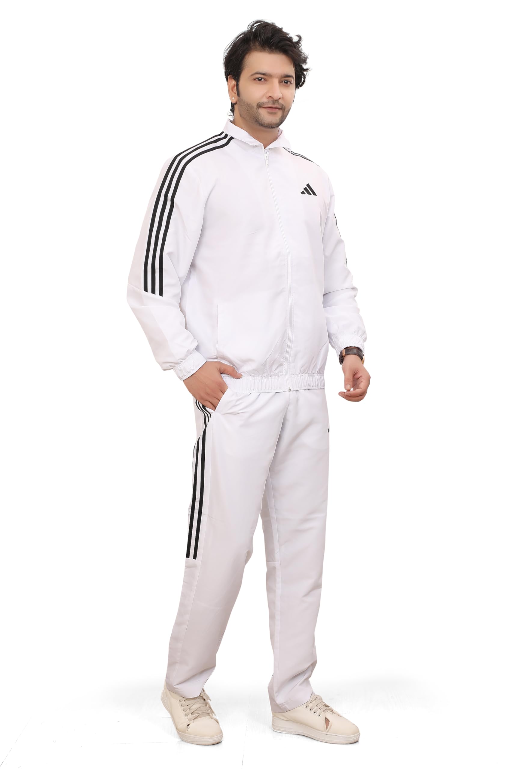 adidas Men Training Mock Collar Long Sleeve Track Suit - Regular Fit Polyester Activewear Set Lightweight, Breathable Sportswear track suit for Gym, Running, Fitness, Casual For Fall Winter-picture-26