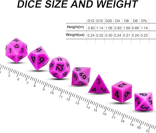 Miniatura 5 de DND - Juego de dados de borde afilado, 7 piezas de dados poliédricos DND con exquisito embalaje de caja de hoja, ideal para juegos de rol y juegos