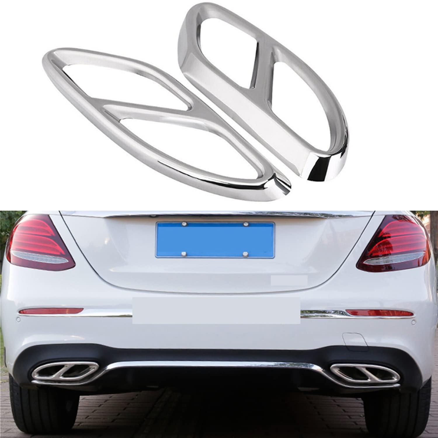 2 Tubi Di Scarico In Acciaio Inox Per Mercedes Classe A/B/C/E/GLC | Nero Lucido - Modelli W205 W213 Ecc. - Foto 8