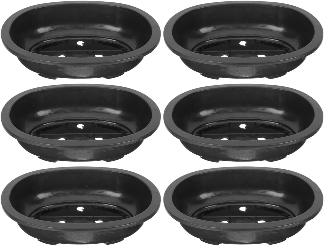 ERINGOGO 6 PCS Bonsai Training Pots, 12'' Oval Bonsai Planter Pot with Drainage Hole, Plastic Large Deep Flower Pot Plants Growing Pots for Nursery, Garden, Balcony