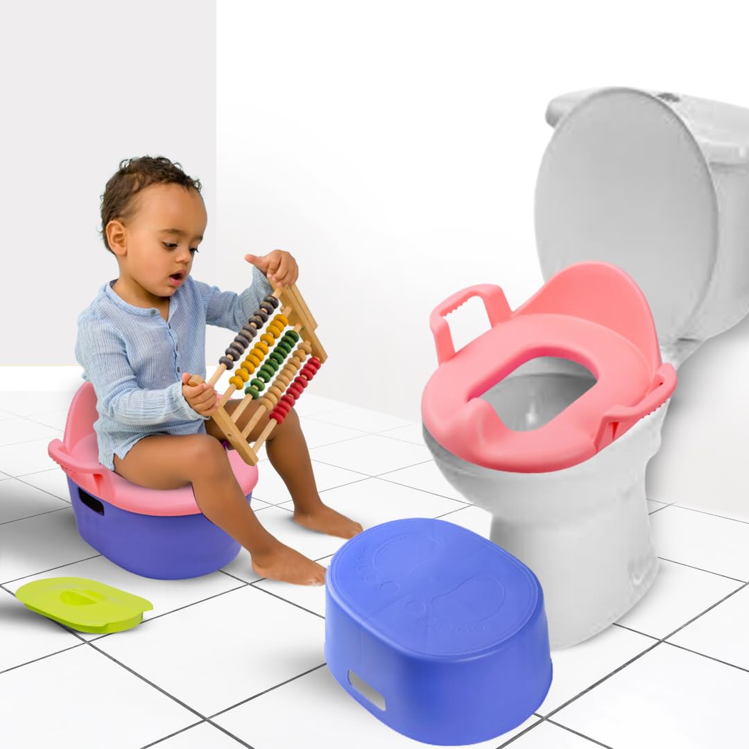 My Giraffe 3-in-1 Baby Potty Seat & Chair for Kids (1-5 Years) | Toilet Training Seat with Footrest & Removable Pot | Multipurpose Baby & Toddler Potty Trainer (Yellow-Blue) - Image 2 thumbnail