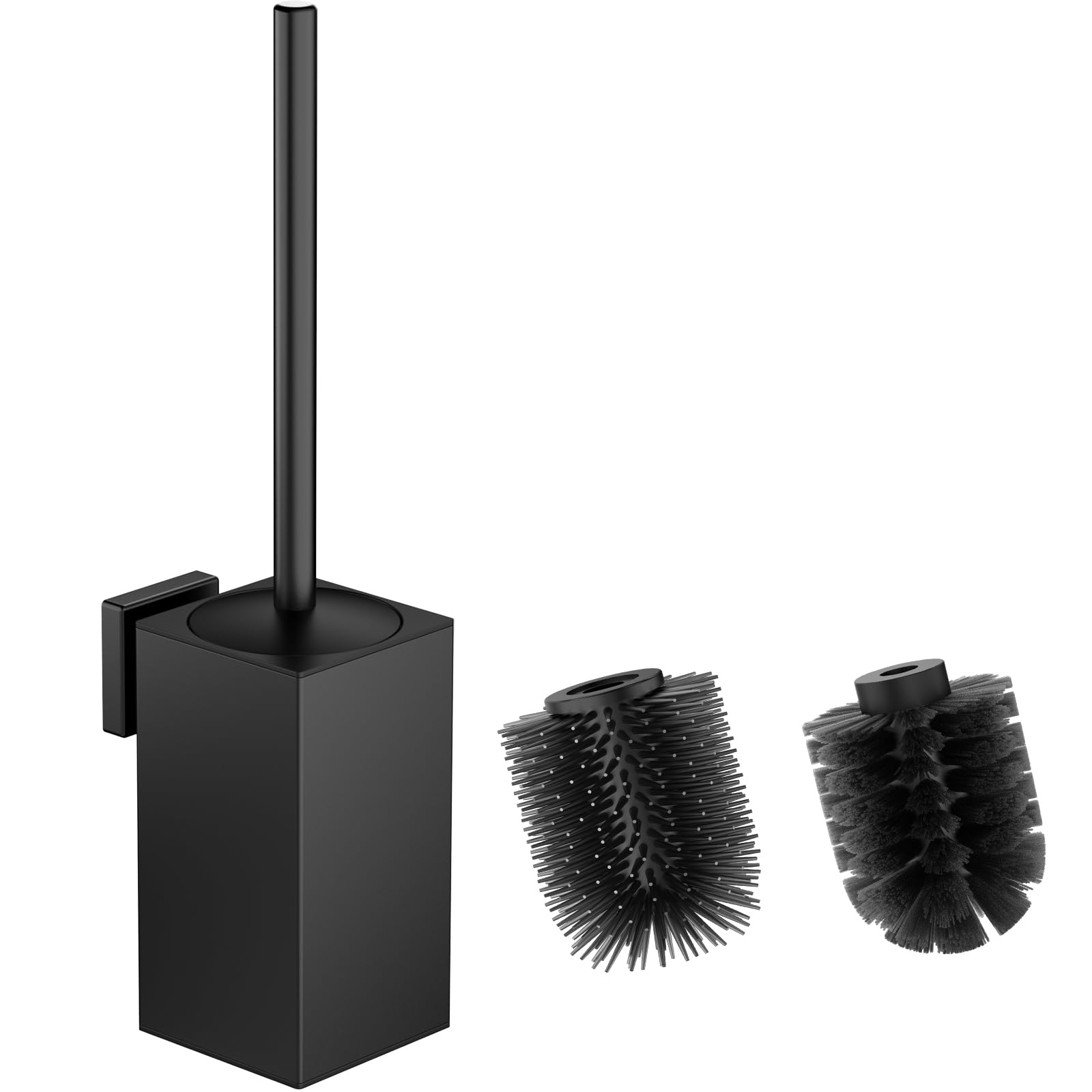 Set di scopino e supporto per WC, nero opaco autoportante per riporre e organizzare il bagno, design quadrato robusto, argento | Leroy Merlin
