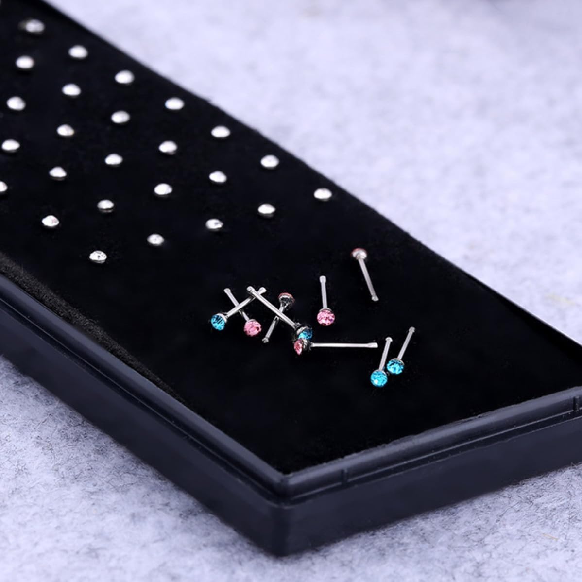 Yardwe 40pcs Crystal Nose Studs, Steel Piercing Jewelry for Men Women